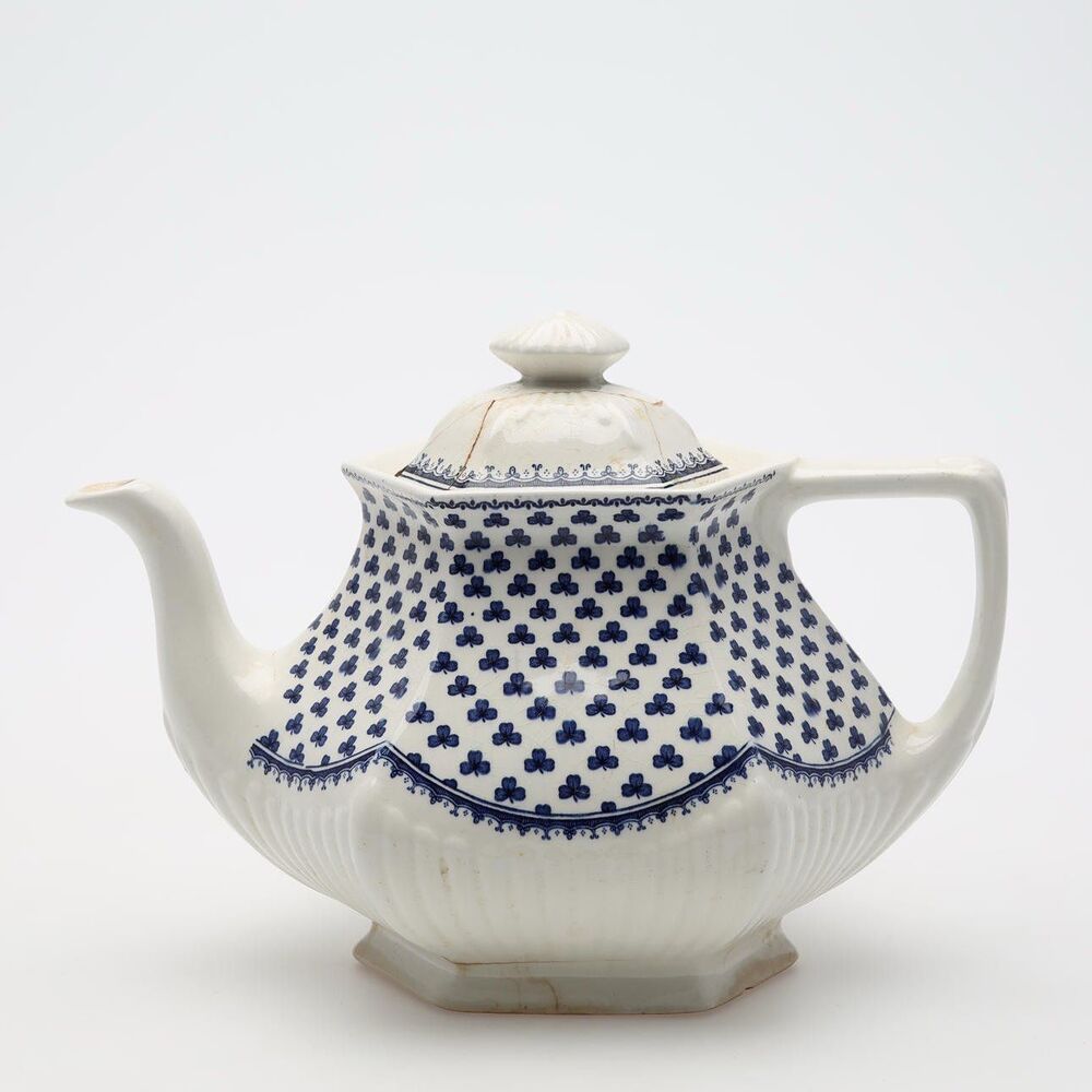 Adams Brentwood Real English Ironstone Empress Shape Blue Clover Teapot and Lid